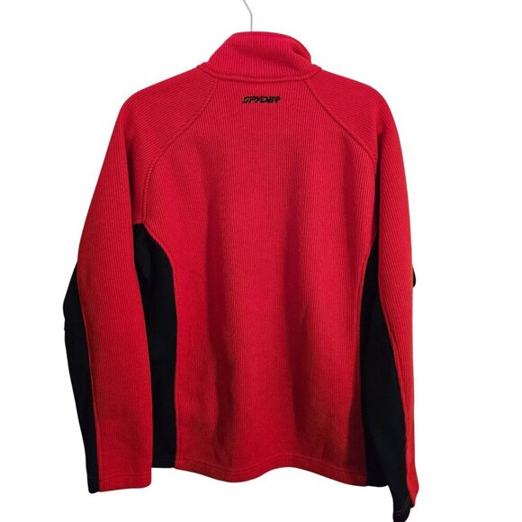 Spyder Outbound Core Sweater Jacket 1/2 Zip Red Black Logo Size L - Picture 3 of 7